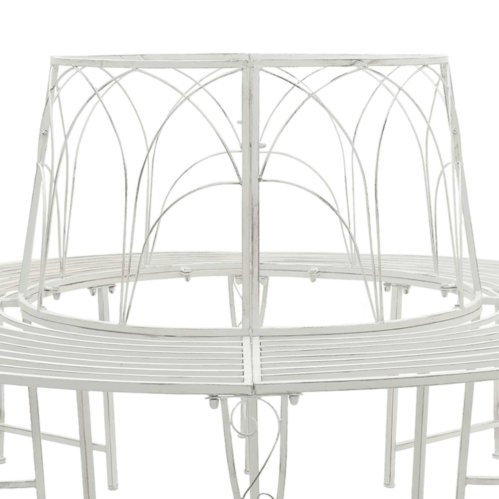 Produktbild för Trädbänk 8-Antal sittplatser Ø 160 x 89 cm Stål Antik vit Rund