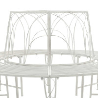 Produktbild för Trädbänk 8-Antal sittplatser Ø 160 x 89 cm Stål Antik vit Rund