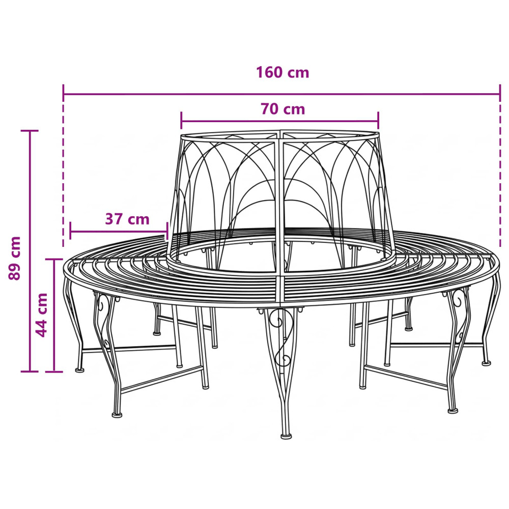 Produktbild för Trädbänk 8-Antal sittplatser Ø 160 x 89 cm Stål Antik vit Rund