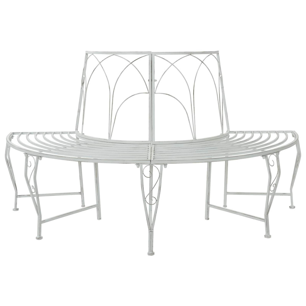 Produktbild för Trädbänk 4-Antal sittplatser 160 x 80 x 89 cm Stål Antik vit