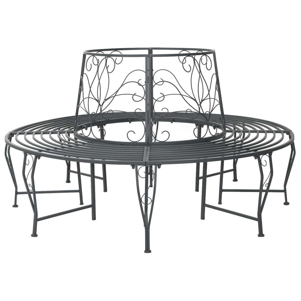 Produktbild för Trädbänk 8-Antal sittplatser Ø 160 x 89 cm Stål Silvergrå Rund
