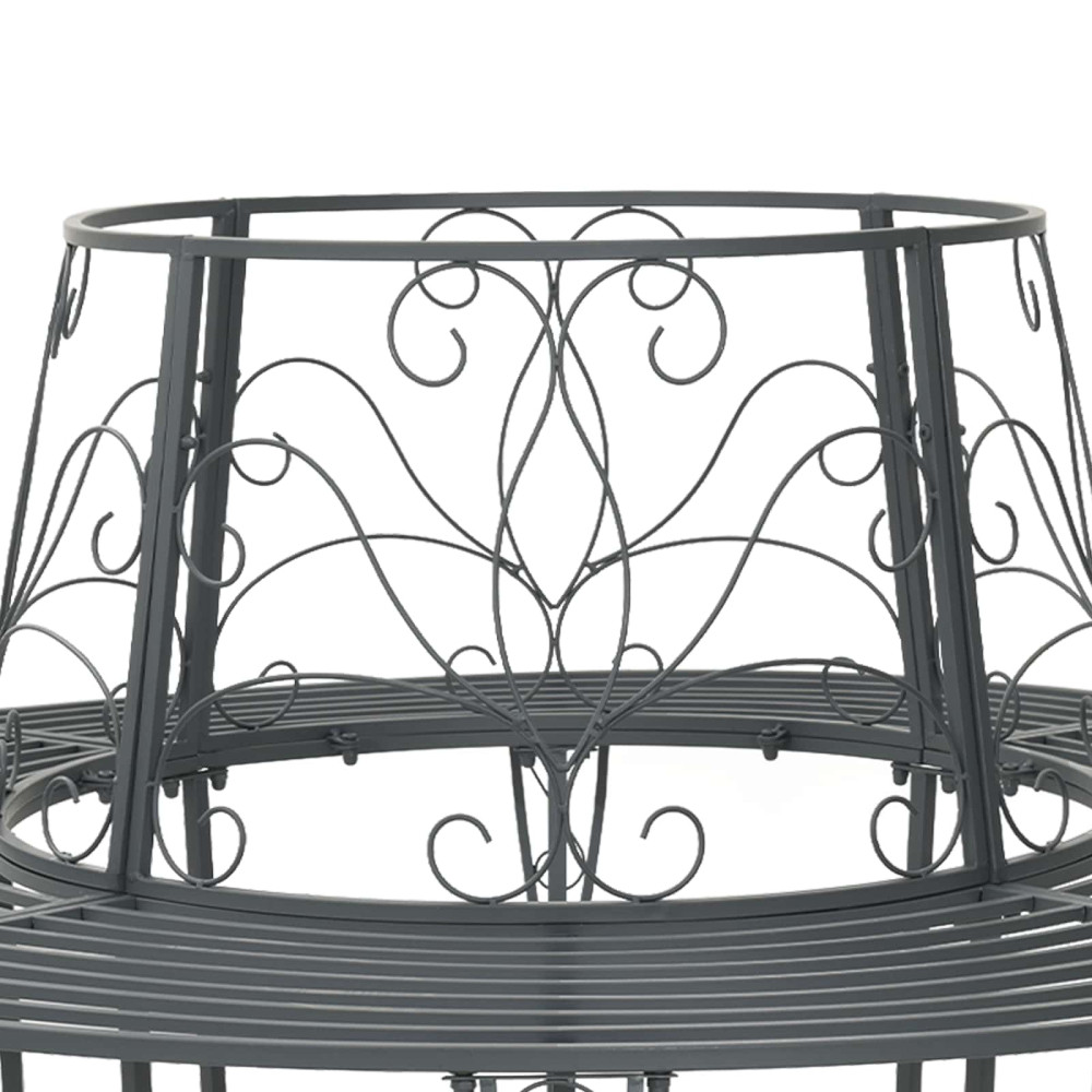 Produktbild för Trädbänk 8-Antal sittplatser Ø 160 x 89 cm Stål Silvergrå Rund