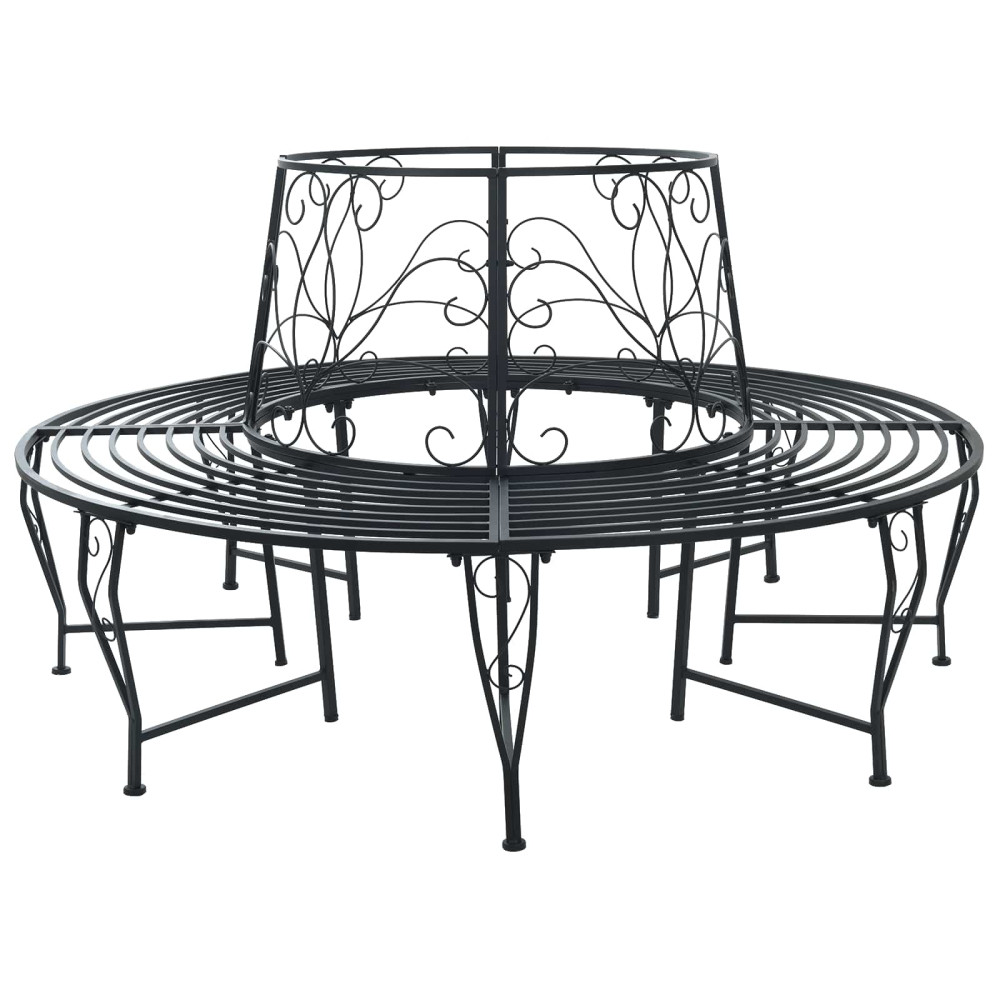 Produktbild för Trädbänk 8-Antal sittplatser Ø 160 x 89 cm Stål Svart Rund