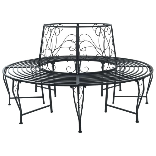 vidaXL Trädbänk 8-Antal sittplatser Ø 160 x 89 cm Stål Svart Rund