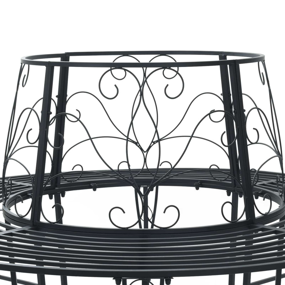 Produktbild för Trädbänk 8-Antal sittplatser Ø 160 x 89 cm Stål Svart Rund