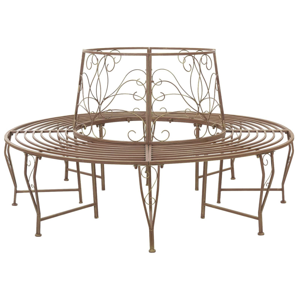 Produktbild för Trädbänk 8-Antal sittplatser Ø 160 x 89 cm Stål Antikbrun Rund