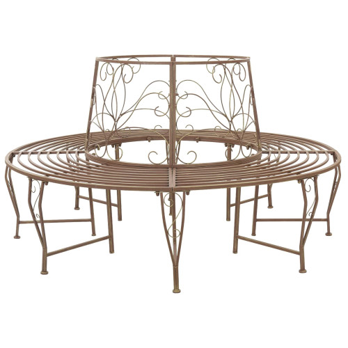 vidaXL Trädbänk 8-Antal sittplatser Ø 160 x 89 cm Stål Antikbrun Rund