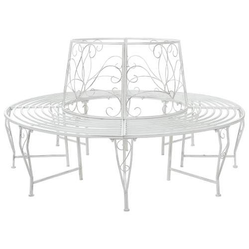 vidaXL Trädbänk 8-Antal sittplatser Ø 160 x 89 cm Stål Antik vit Rund