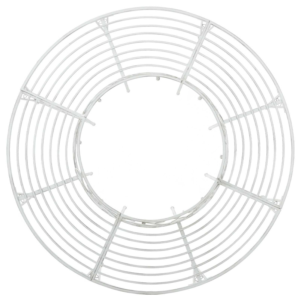 Produktbild för Trädbänk 8-Antal sittplatser Ø 160 x 89 cm Stål Antik vit Rund