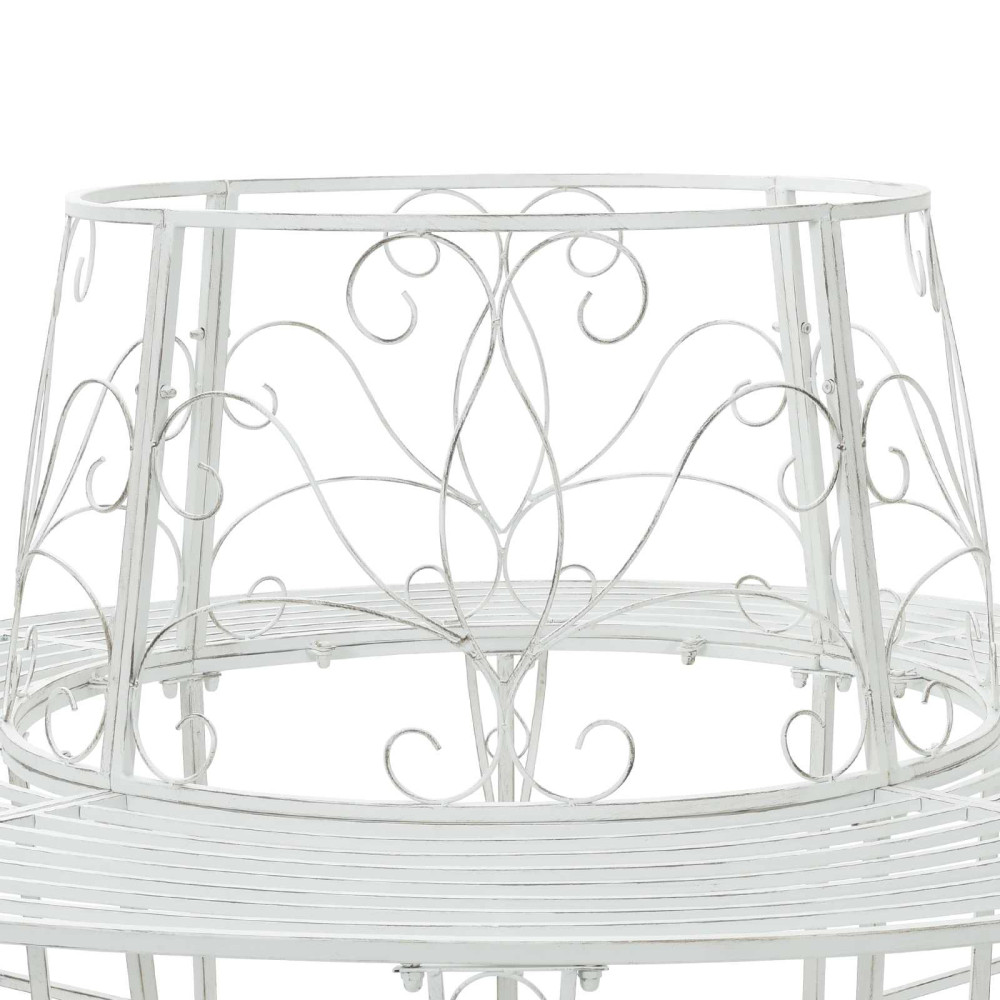 Produktbild för Trädbänk 8-Antal sittplatser Ø 160 x 89 cm Stål Antik vit Rund