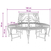Produktbild för Trädbänk 8-Antal sittplatser Ø 160 x 89 cm Stål Antik vit Rund