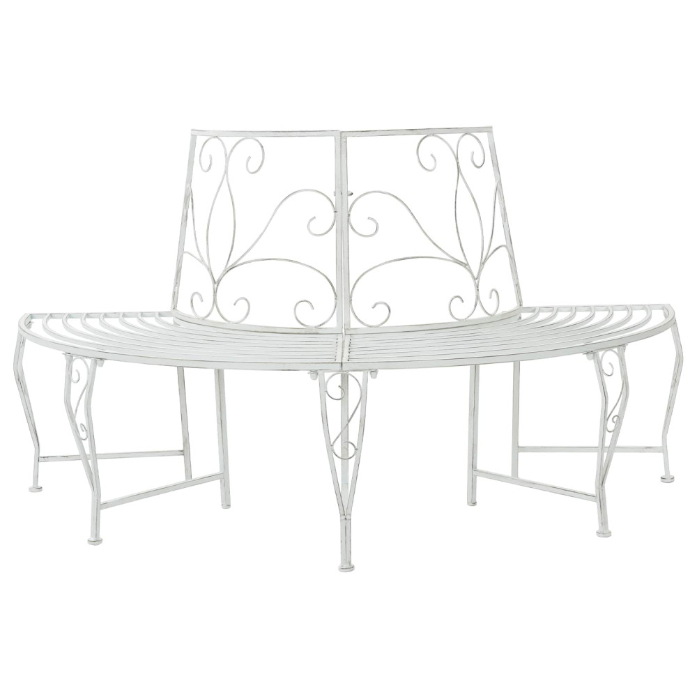 Produktbild för Trädbänk 4-Antal sittplatser 160 x 80 x 89 cm Stål Antik vit