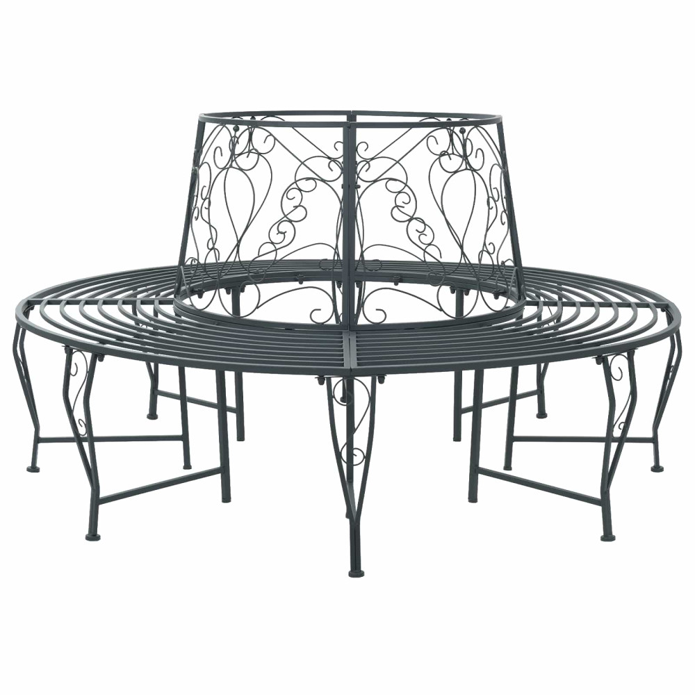 Produktbild för Trädbänk 8-Antal sittplatser Ø 160 x 89 cm Stål Silvergrå Rund