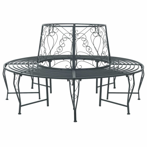 vidaXL Trädbänk 8-Antal sittplatser Ø 160 x 89 cm Stål Silvergrå Rund