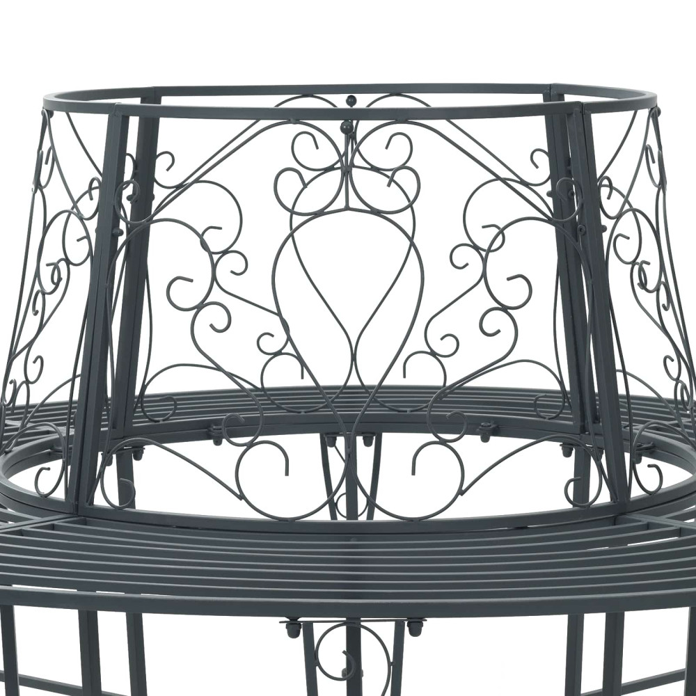 Produktbild för Trädbänk 8-Antal sittplatser Ø 160 x 89 cm Stål Silvergrå Rund