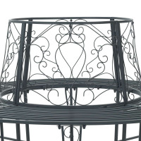 Produktbild för Trädbänk 8-Antal sittplatser Ø 160 x 89 cm Stål Silvergrå Rund