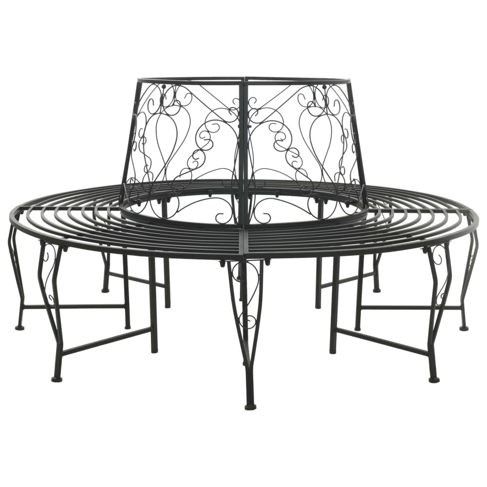 Produktbild för Trädbänk 8-Antal sittplatser Ø 160 x 89 cm Stål Svart Rund