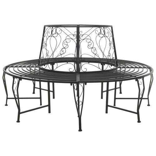 vidaXL Trädbänk 8-Antal sittplatser Ø 160 x 89 cm Stål Svart Rund