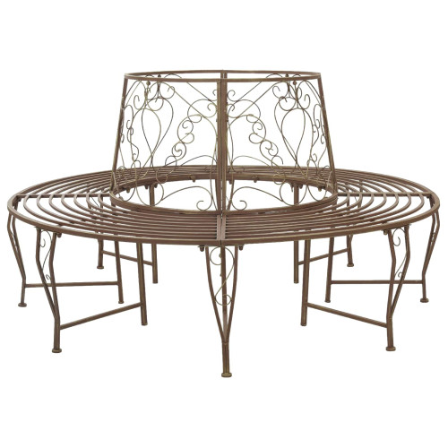vidaXL Trädbänk 8-Antal sittplatser Ø 160 x 89 cm Stål Antikbrun Rund