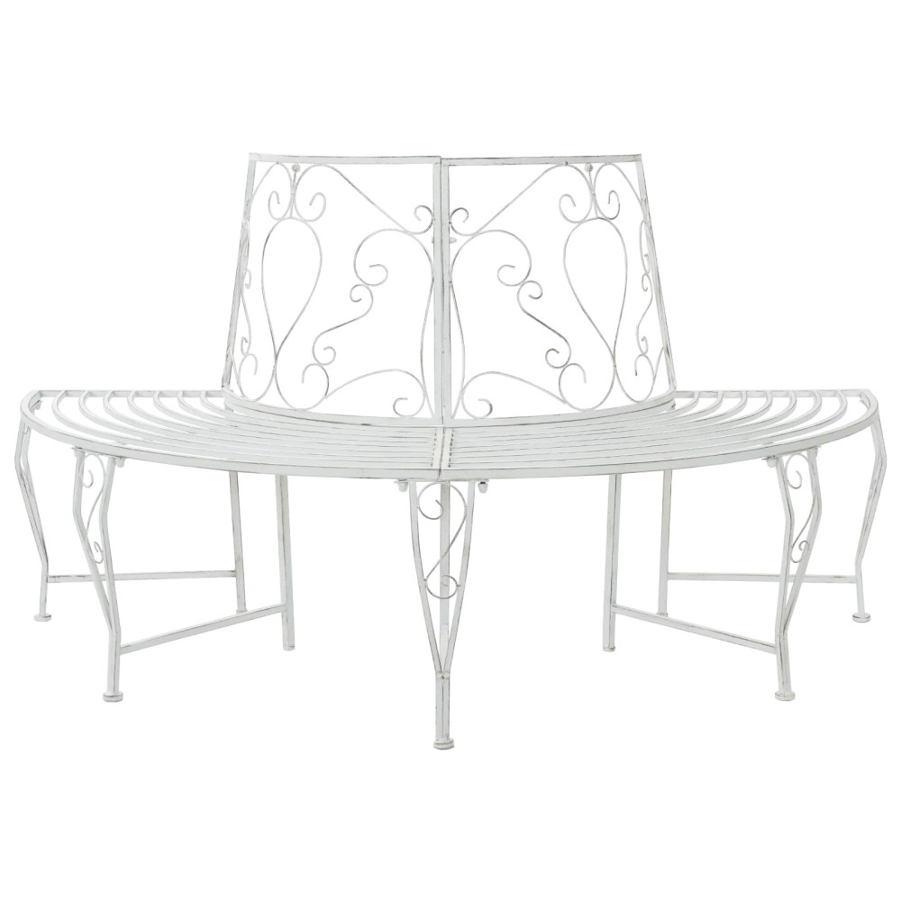 Produktbild för Trädbänk 4-Antal sittplatser 160 x 80 x 89 cm Stål Antik vit