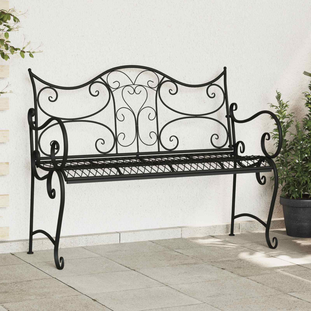 Produktbild för Trädgårdsbänk 2-Antal sittplatser 114 x 56,5 x 90 cm Stål Svart