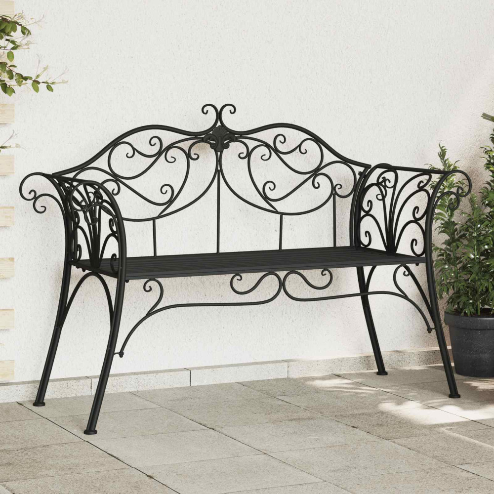 Produktbild för Trädgårdsbänk 2-Antal sittplatser 130 x 47 x 90 cm Stål Svart