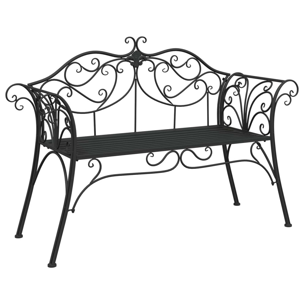 Produktbild för Trädgårdsbänk 2-Antal sittplatser 130 x 47 x 90 cm Stål Svart