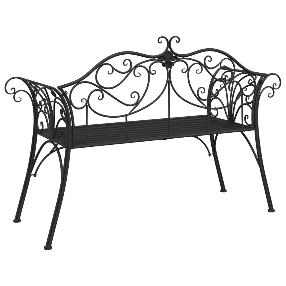 Produktbild för Trädgårdsbänk 2-Antal sittplatser 130 x 47 x 90 cm Stål Svart