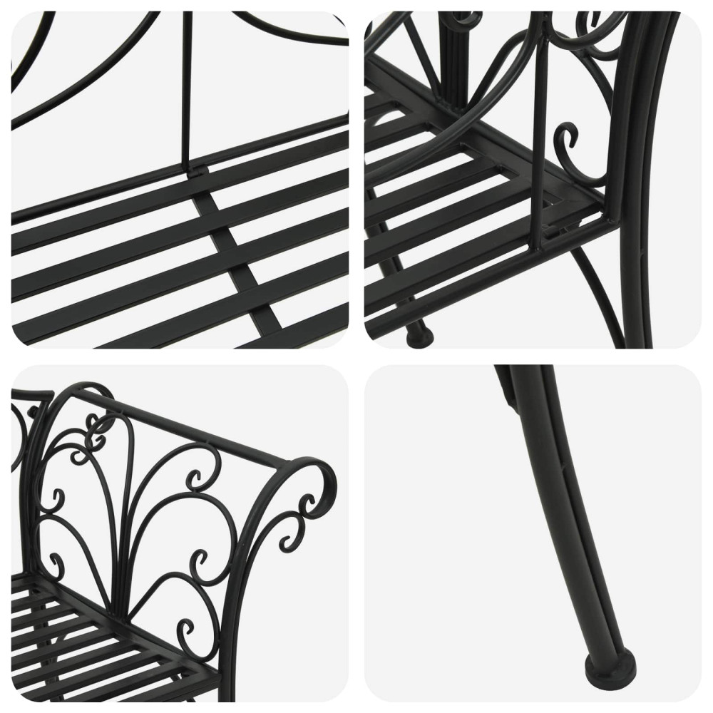 Produktbild för Trädgårdsbänk 2-Antal sittplatser 130 x 47 x 90 cm Stål Svart