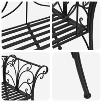 Produktbild för Trädgårdsbänk 2-Antal sittplatser 130 x 47 x 90 cm Stål Svart