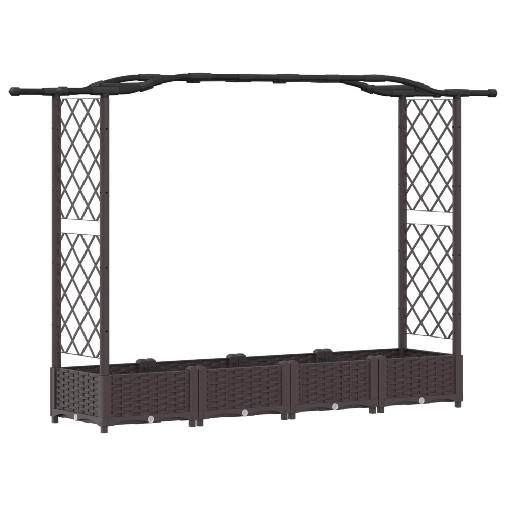 Produktbild för Upphöjd Bädd med Spaljé och Tak Brun 207 x 40 x 123 cm PP