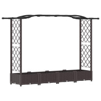 Produktbild för Upphöjd Bädd med Spaljé och Tak Brun 207 x 40 x 123 cm PP