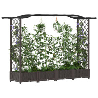 Produktbild för Upphöjd Bädd med Spaljé och Tak Brun 207 x 40 x 123 cm PP