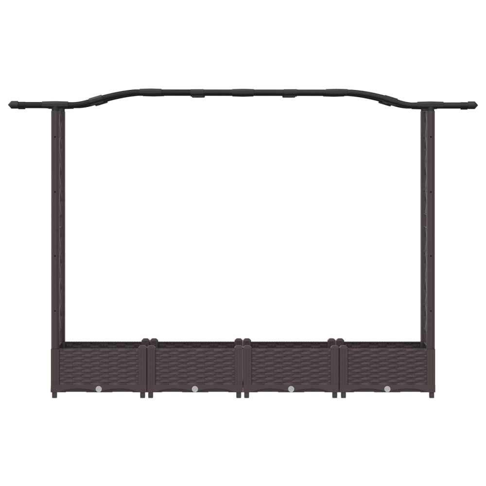 Produktbild för Upphöjd Bädd med Spaljé och Tak Brun 207 x 40 x 123 cm PP