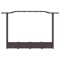 Produktbild för Upphöjd Bädd med Spaljé och Tak Brun 207 x 40 x 123 cm PP