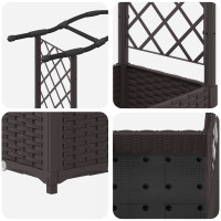 Produktbild för Upphöjd Bädd med Spaljé och Tak Brun 207 x 40 x 123 cm PP