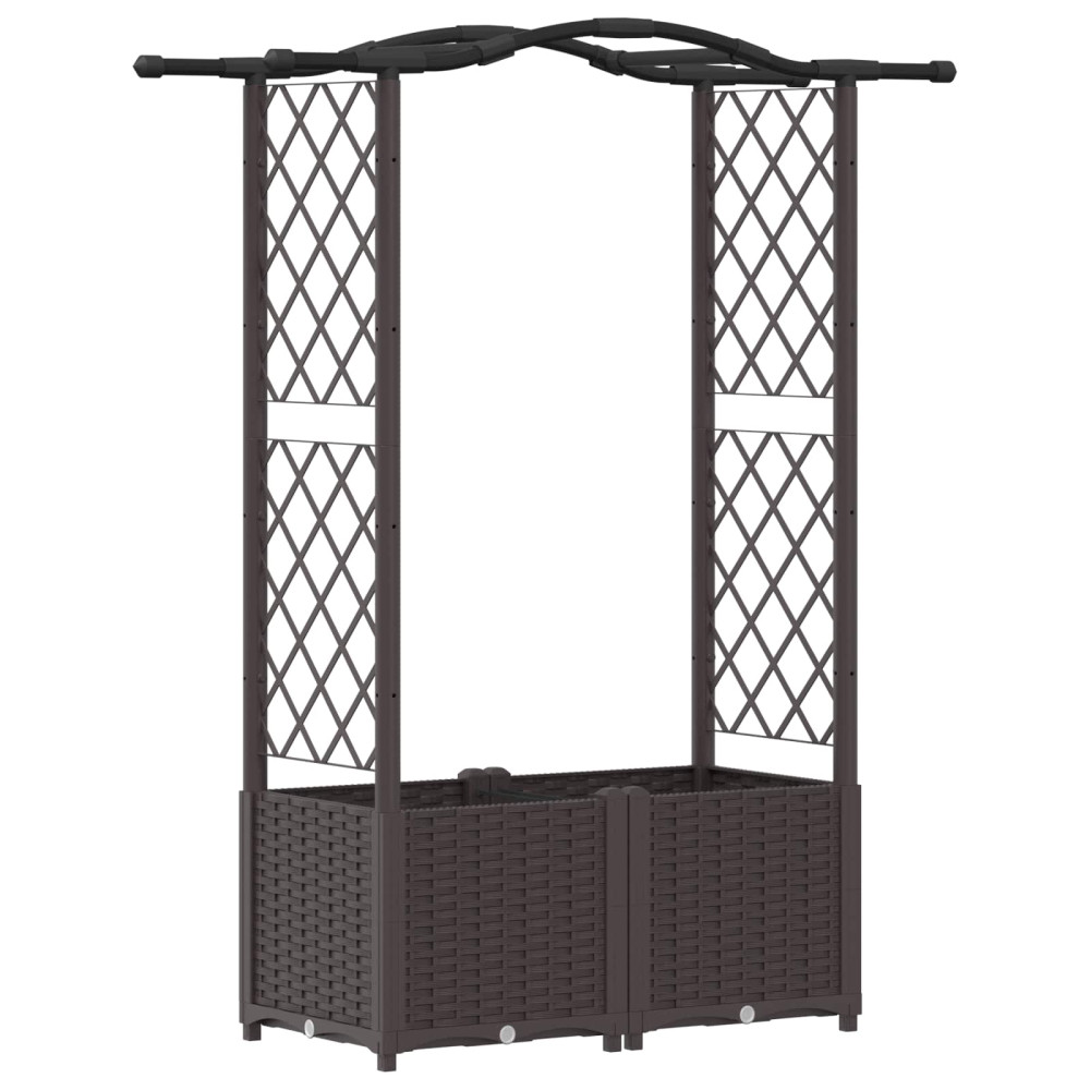 Produktbild för Upphöjd Bädd med Spaljé och Tak Brun 125 x 40 x 138 cm PP