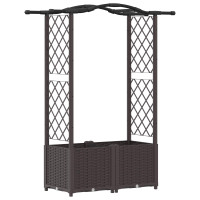 Produktbild för Upphöjd Bädd med Spaljé och Tak Brun 125 x 40 x 138 cm PP