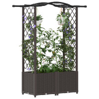 Produktbild för Upphöjd Bädd med Spaljé och Tak Brun 125 x 40 x 138 cm PP