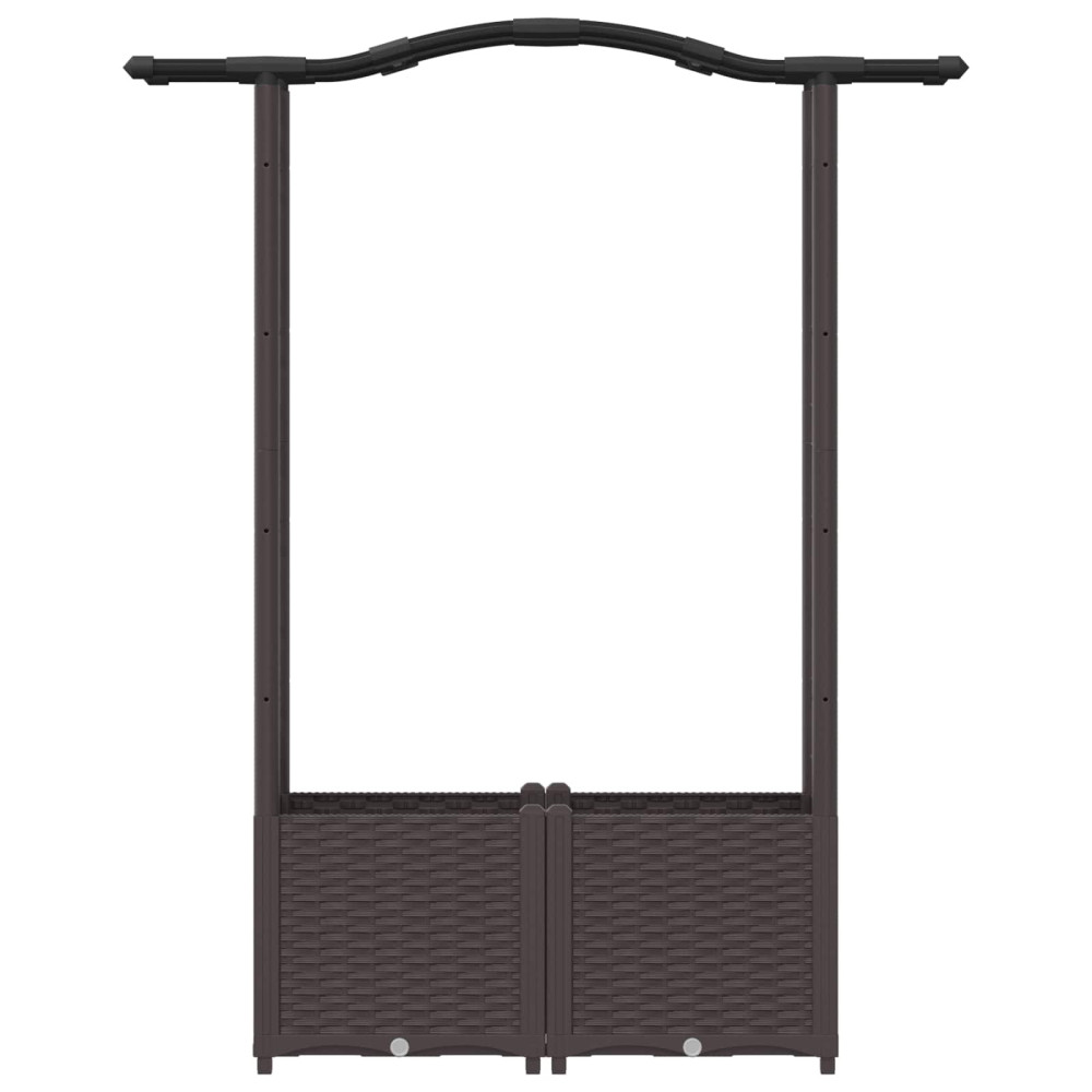 Produktbild för Upphöjd Bädd med Spaljé och Tak Brun 125 x 40 x 138 cm PP
