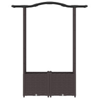 Produktbild för Upphöjd Bädd med Spaljé och Tak Brun 125 x 40 x 138 cm PP