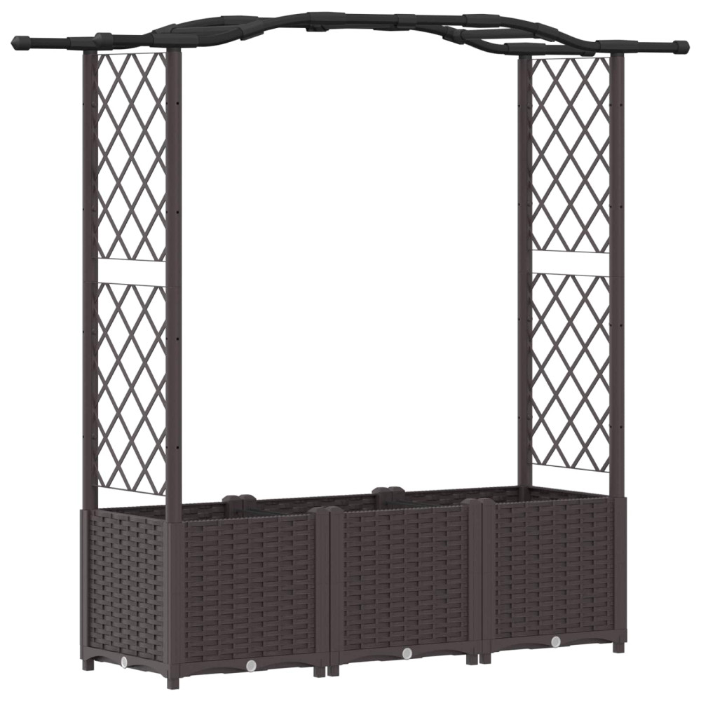 Produktbild för Upphöjd Bädd med Spaljé och Tak Brun 164 x 40 x 138 cm PP
