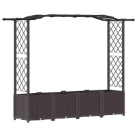 Produktbild för Upphöjd Bädd med Spaljé och Tak Brun 204 x 40 x 138 cm PP