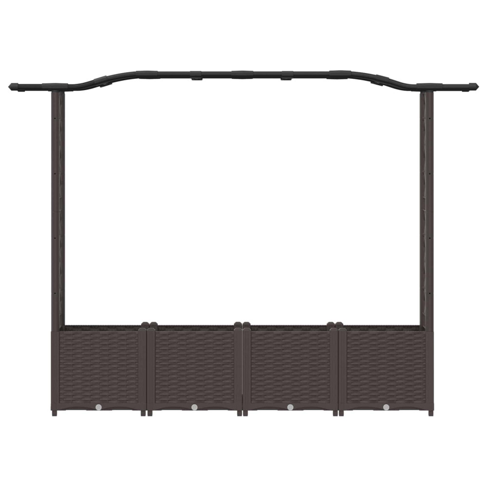 Produktbild för Upphöjd Bädd med Spaljé och Tak Brun 204 x 40 x 138 cm PP