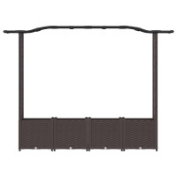 Produktbild för Upphöjd Bädd med Spaljé och Tak Brun 204 x 40 x 138 cm PP