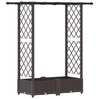 Produktbild för Upphöjd Bädd med Spaljé och Tak Brun 122,5 x 40 x 121 cm PP
