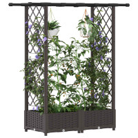 Produktbild för Upphöjd Bädd med Spaljé och Tak Brun 122,5 x 40 x 121 cm PP
