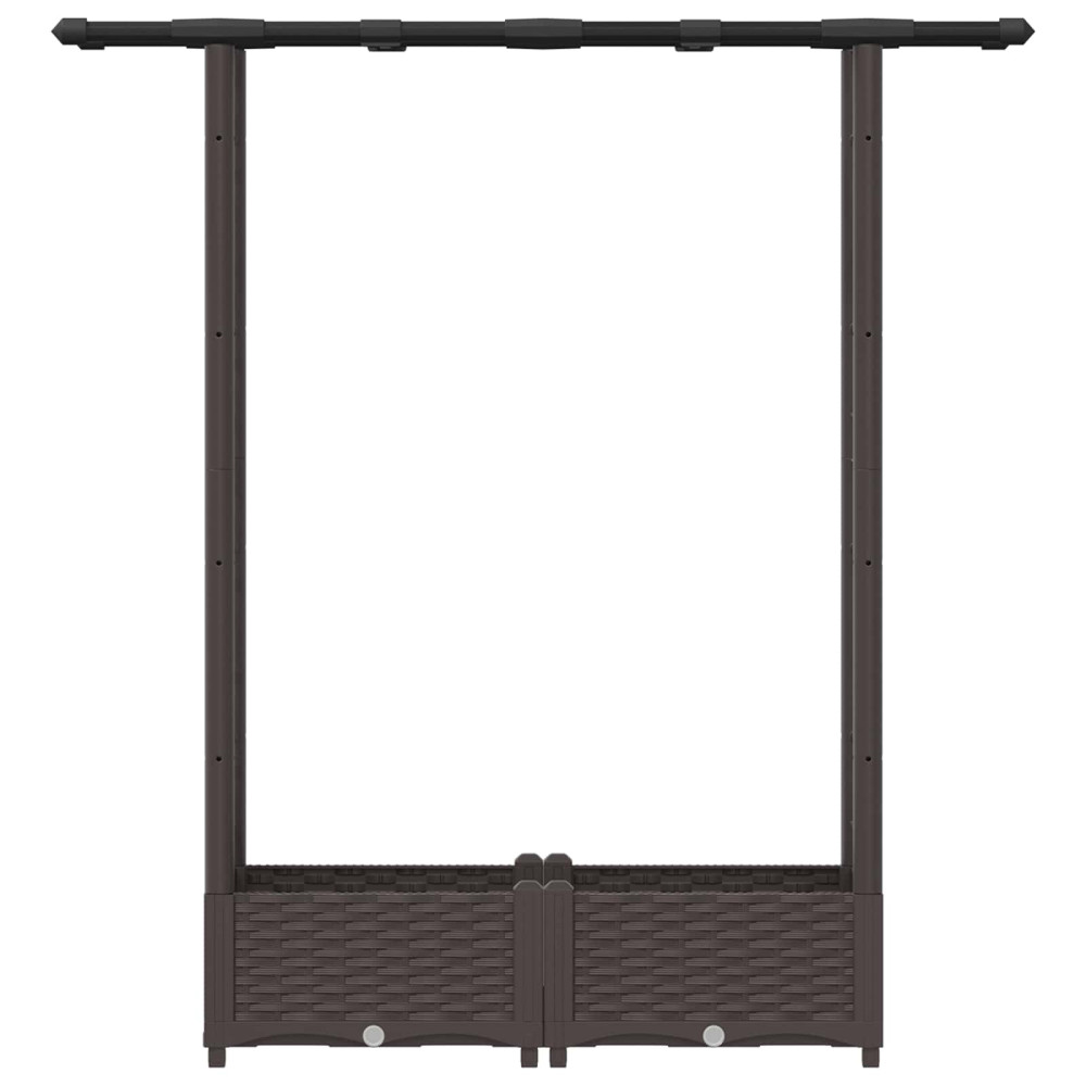 Produktbild för Upphöjd Bädd med Spaljé och Tak Brun 122,5 x 40 x 121 cm PP