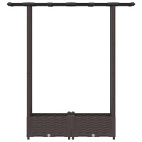 Produktbild för Upphöjd Bädd med Spaljé och Tak Brun 122,5 x 40 x 121 cm PP