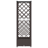 Produktbild för Upphöjd Bädd med Spaljé och Tak Brun 122,5 x 40 x 121 cm PP